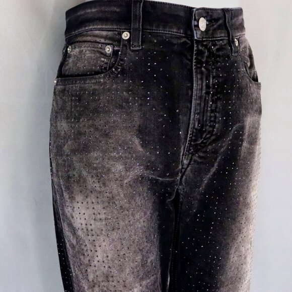 Ralph Lauren Purple Label 28 Black Velvet Pants Rhinestone Embellished 105 - Picture 4 of 15